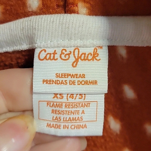 Cat & Jack Giraffe Pajamas With Hood Size‎ XS 4/5 Zip-Up Girls Fun Warm Comfy - Picture 5 of 6